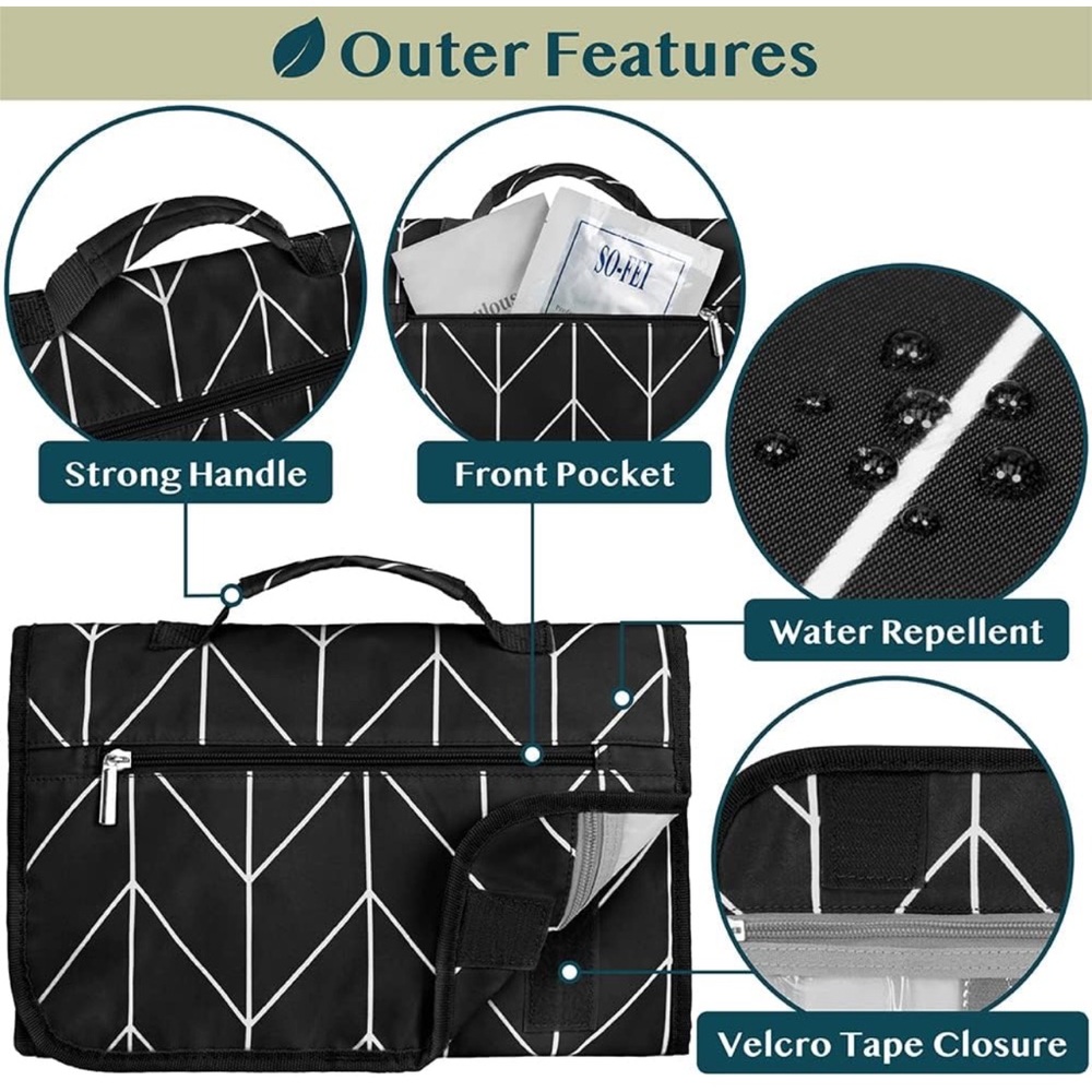 Hanging Toiletry Bag, Travel Kit Foldable Large Organizer, Roll up Cosmetics Bag - Picture 4 of 8